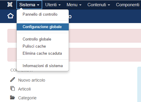 joomla sistema configurazione globale